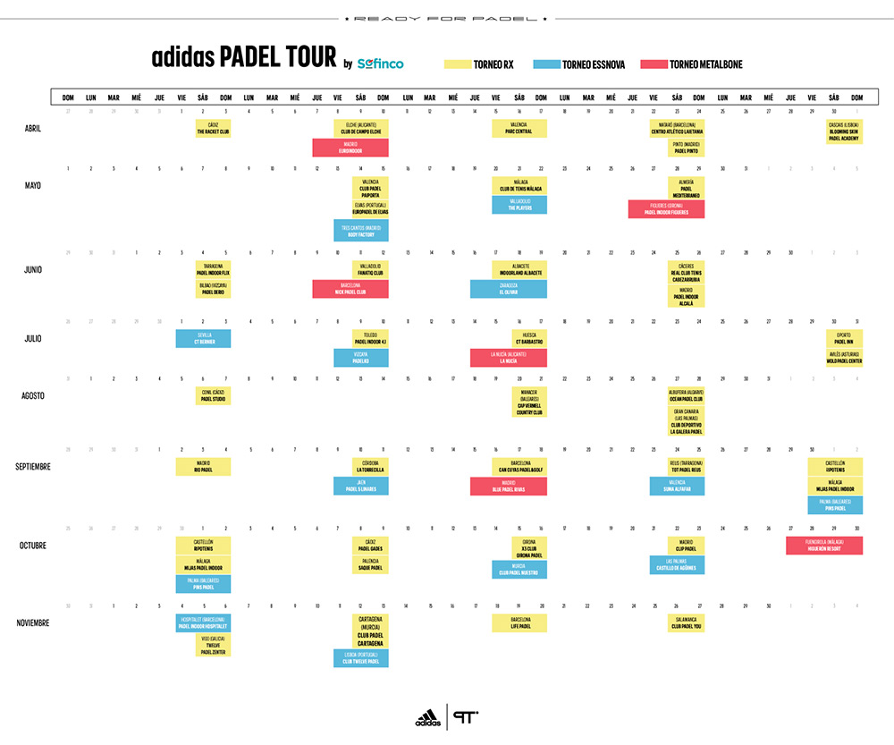 Calendario del adidas PADEL TOUR by Sofinco