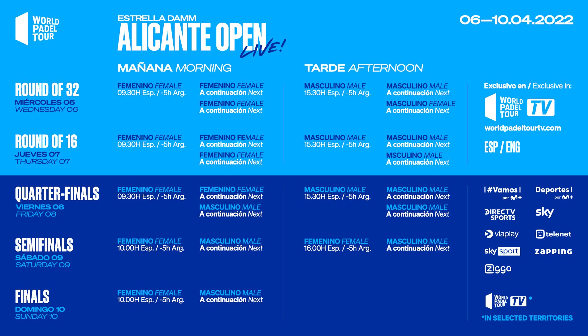 Horarios del streaming del Alicante Open