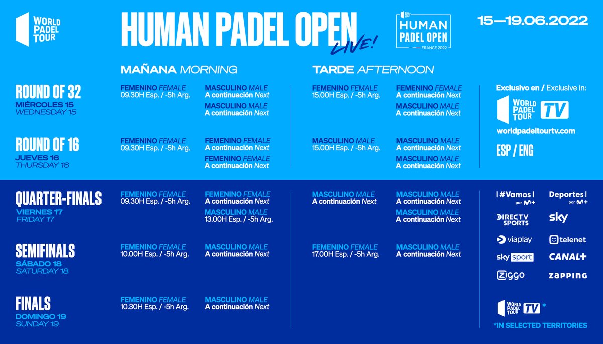 Horarios del streaming del Human French Padel Open