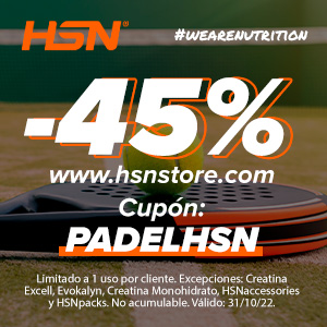 Usa el cupón PADELHSN para obtener un 45% en HSN, tienda líder en nutrición deportiva y dietética natural