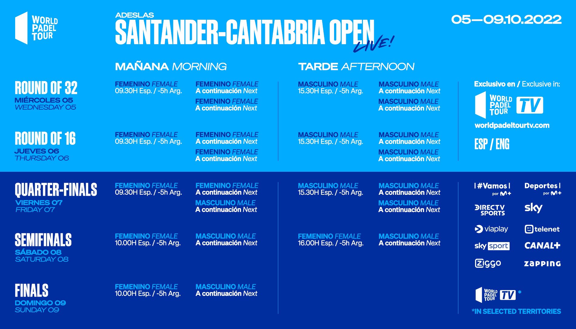 Horarios del streaming del Santander Open 2022