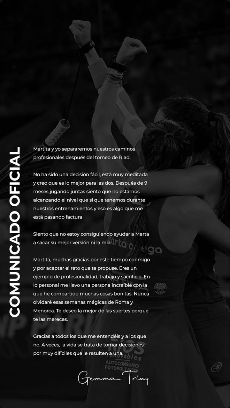 Así es el comunicado oficial que ha publicado Gemma Triay