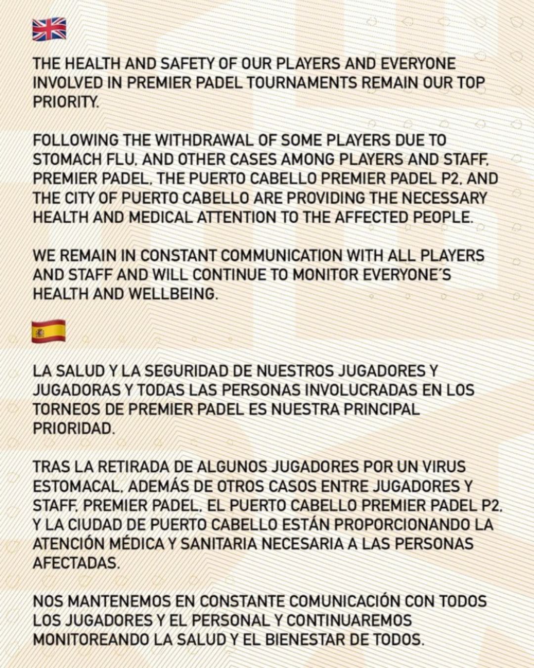 Así lo comunicaba Premier Padel