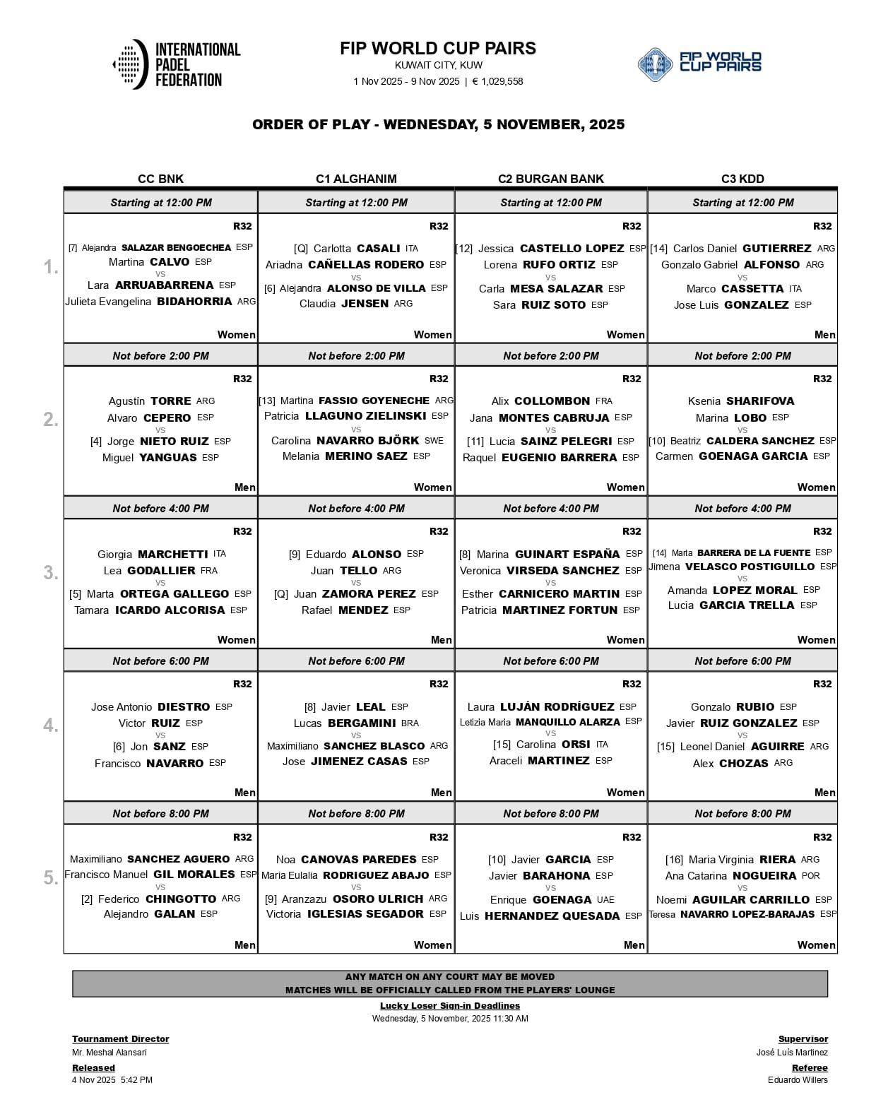 Estos son los enfrentamientos y los horarios de este miércoles en la segunda jornada de los dieciseisavos de final: