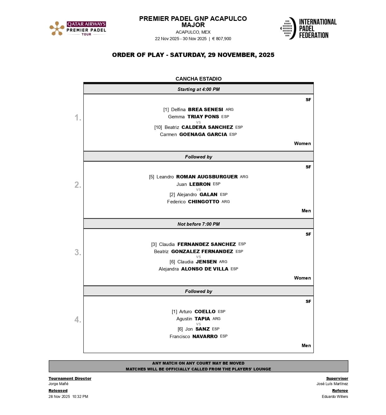 Orden de juego de las semifinales del Mexico Major 2025