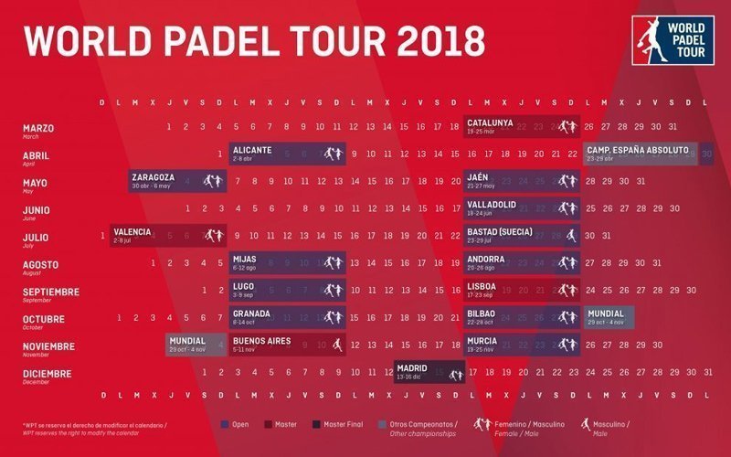 ¡El calendario World Padel Tour 2018 ya es oficial!