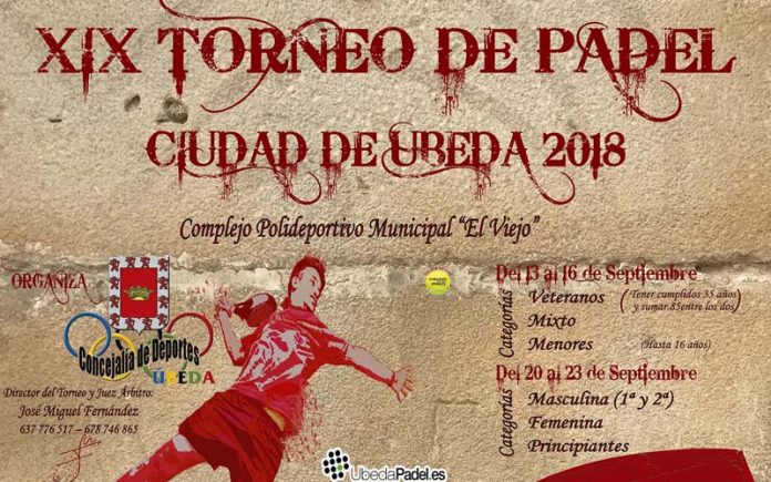 Septiembre trae la XIX Torneo de pádel Ciudad de Úbeda