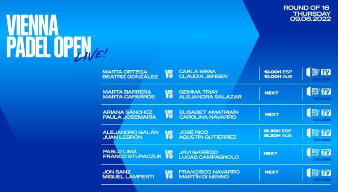 ¿Qué partidos se podrán ver en el streaming de los octavos del Vienna Padel Open?