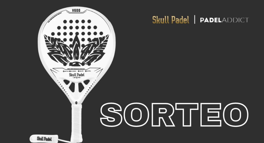 ¡Participa en el sorteo de una pala V600 - SKULL BLANCA 12K de Skull Padel
