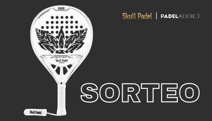 ¡Participa en el sorteo de una pala V600 - SKULL BLANCA 12K de Skull Padel