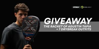 Participate in the giveaway of Agustín Tapia's racket and 7 sets of DRYBREAK clothing!