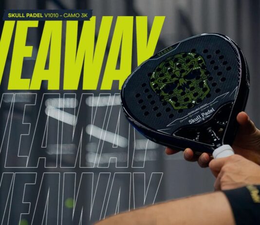 Enter the giveaway to win a SKULL V1010 - CAMO 3K padel racket!